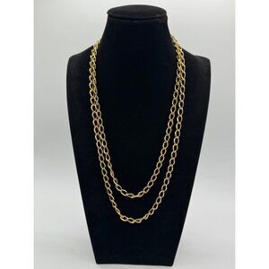 Vintage Monet 54" Length Gold Tone Textured Chain Necklace